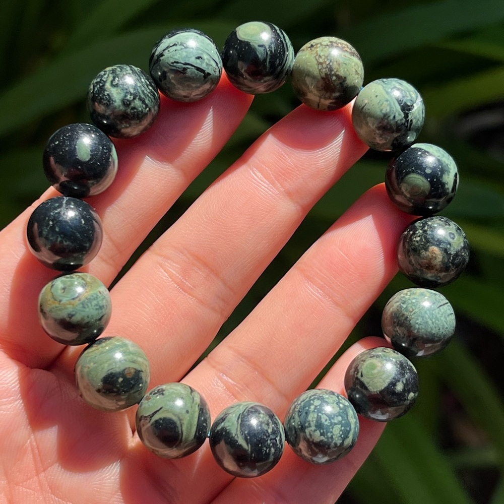 12.5mm stretchable Kambaba jasper beaded bracelet